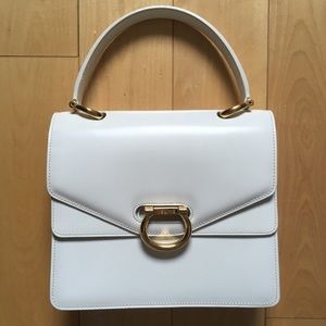 vintage celine double flap bag in white
